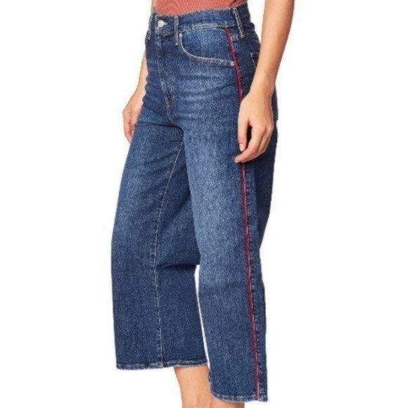 Levi's Mile High Wide Leg Crop Jeans Red Tuxedo Stripe Boho Jeans sz 27